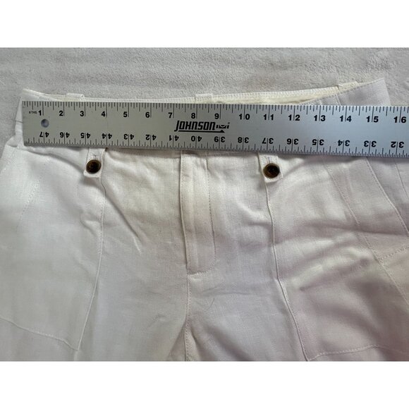 J. Crew Womens White Linen Straight Leg Casual Pants Size 8 Mid-Rise Lined - Picture 4 of 10